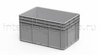 Евроконтейнер закрытые ручки/усиленное дно (серый), 600x400x320 мм
