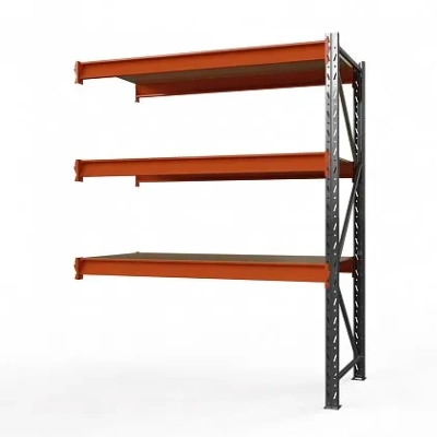 Секция приставная стеллажа металлического Оптима, 2000x1250x785 мм. Полки: 3 шт. фанера